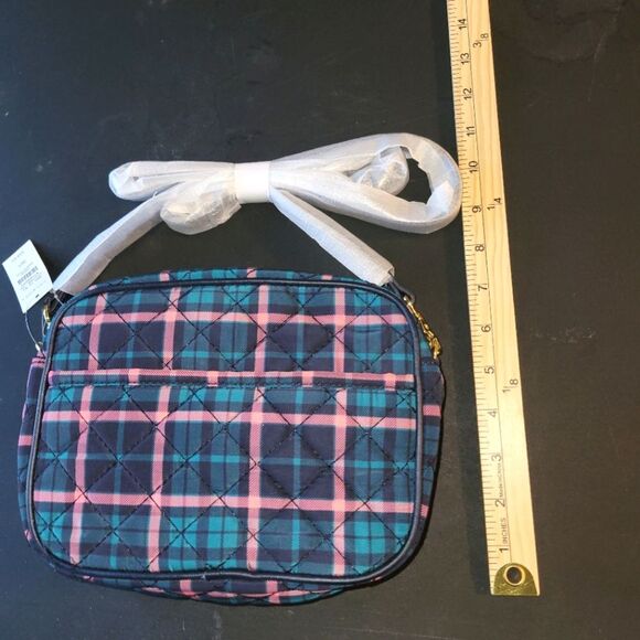New Talbots Plaid Quilted Crossbody Purse - Picture 6 of 12
